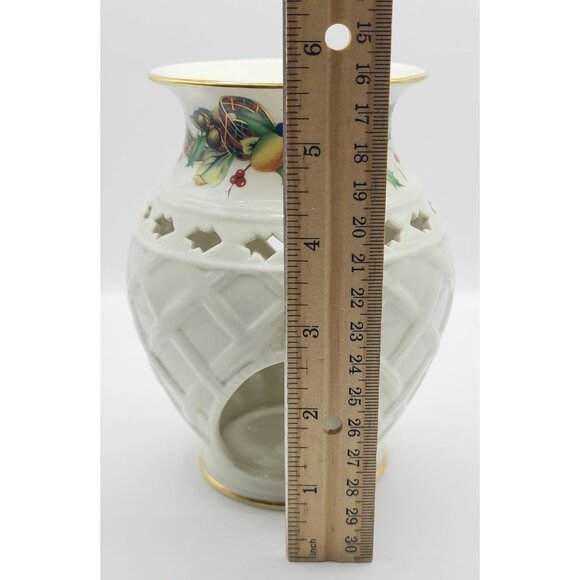 Lenox Holiday Tartan Fragrance Warmer Porcelain China With Gold Trim 5.5" Tall - Picture 6 of 7